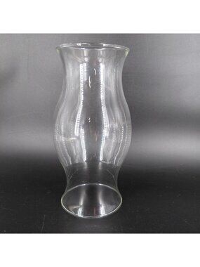 Clear Glass Hurricane Lamp Chimney Curved Body Flared Rim Candle Holder 8.5x3.5"
